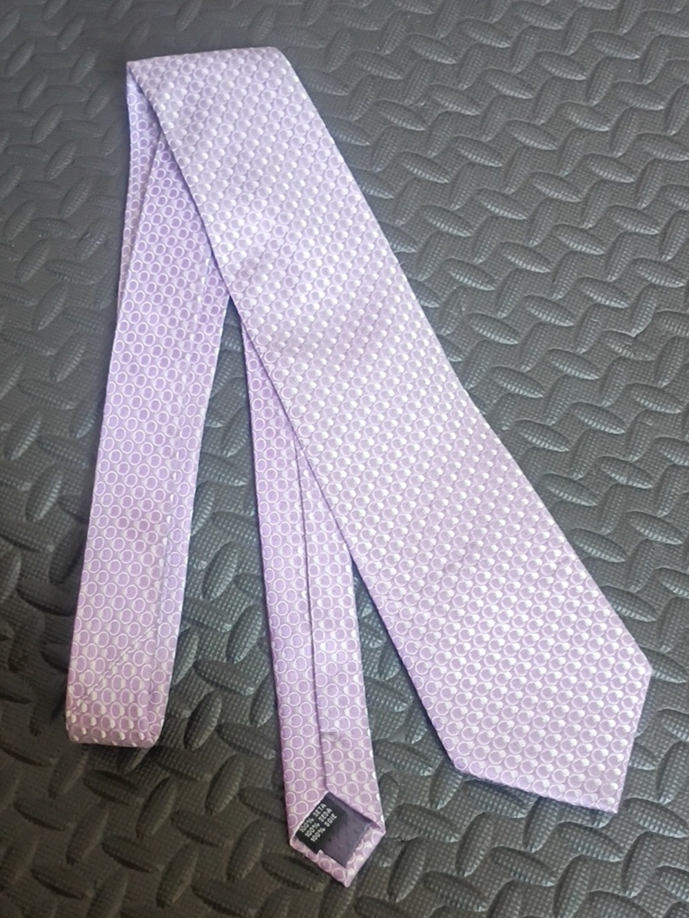 Yves Saint Laurent Lavender Circle-Pattern Silk Tie